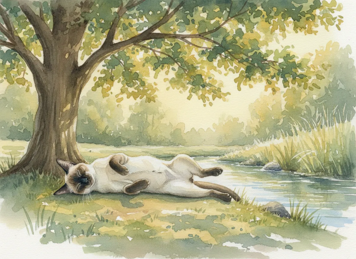Siamese watercolor calendar month 8